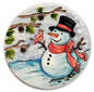 Formella in ceramica dipinta a mano – Pupazzo di neve – Ø 9 cm – ENEA