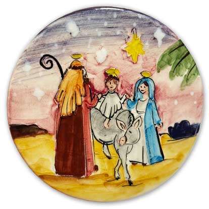 Formella in ceramica dipinta a mano – Natività – Ø 9 cm – ENEA